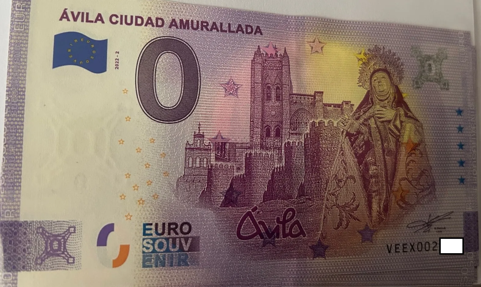 BILLETE 0 EURO ESPAÑA VEEX 2022-2 AVILA CIUDAD AMURALLADA ANNIVERSARY